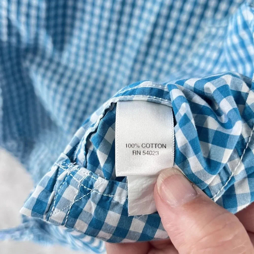 Banana Republic Men’s Medium Tailored Slim Fit Blue White Gingham Button Down